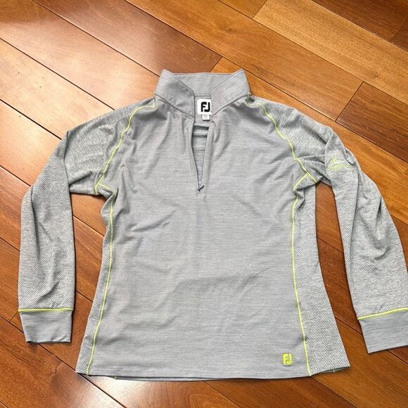 FJ FootJoy Womens 1/4 Zip Golf Pullover Gray Stretch Stonebrook golf club size M - Picture 1 of 9